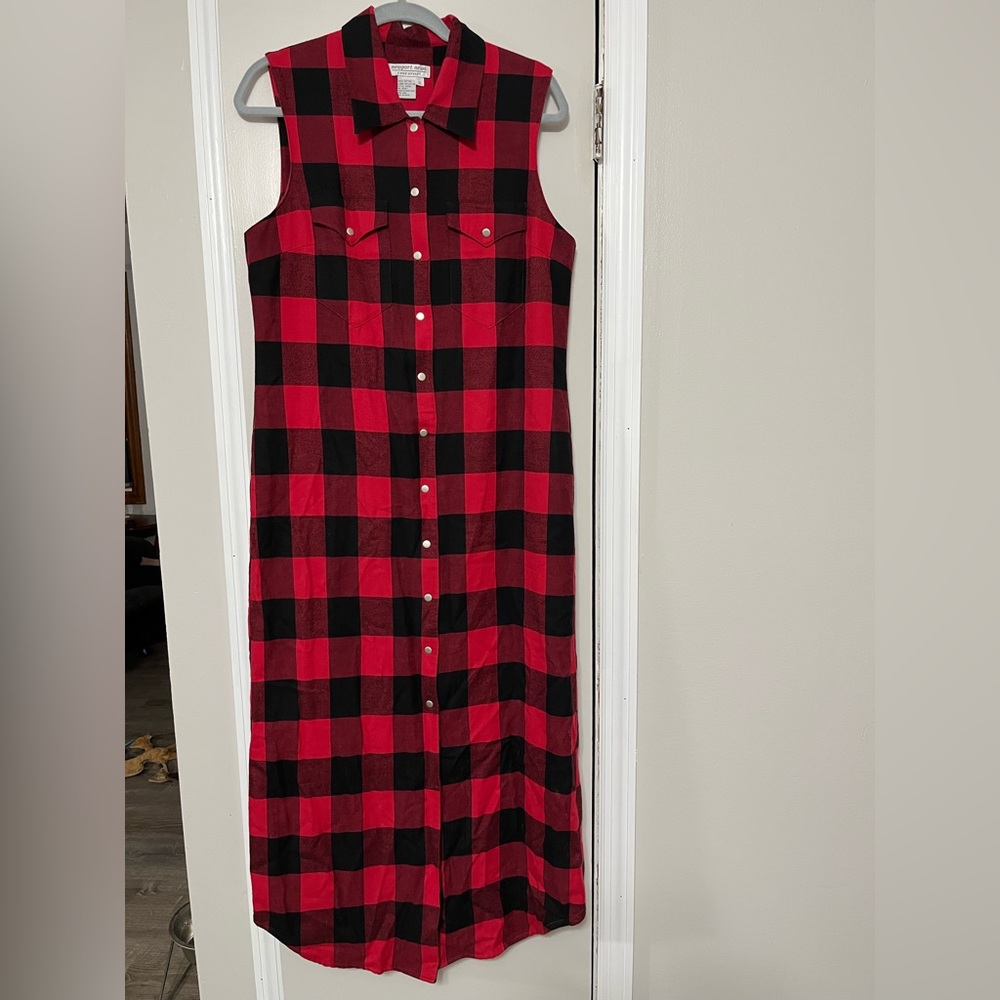 Plaid Long Flannel Dress / vest - ready for the holidays?!?!